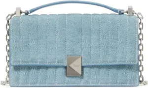 kate spade new york Deco Quilted Denim Suede Mini Flap Chain Crossbody, Blue Multi