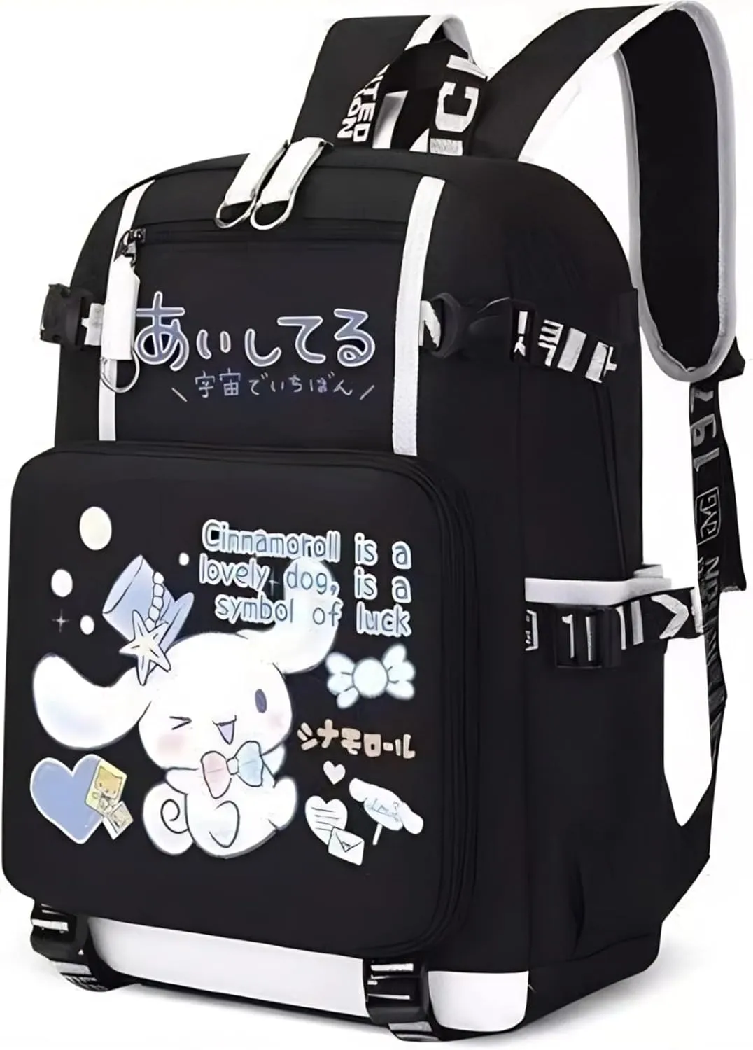 Kawaii Backpack with 12Pcs Accessories Anime Cartoon Anti-Theft Travel Aesthetic New Semester Gifts Bag with Cute Pins