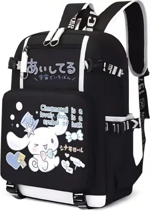 Kawaii Backpack with 12Pcs Accessories Anime Cartoon Anti-Theft Travel Aesthetic New Semester Gifts Bag with Cute Pins