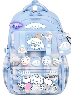 Kawaii Backpack with 21Pcs Accessories Anime Cartoon Anti-Theft Travel Aesthetic New Semester Gifts Bag with Cute Pins…
