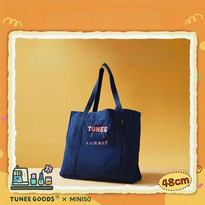 Kawaii Cartoon Bear Print Denim Shoulder Bag