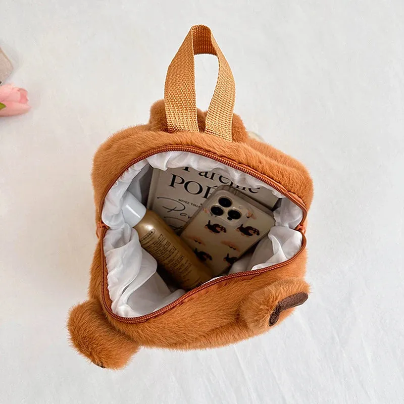Kawaii New Capybara Plush Backpack For Women Versatile Cartoon Funny Capibala Bag Large Capacity Tote Bag Children's Gift