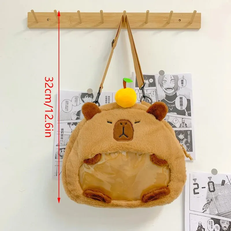 Kawaii New Capybara Plush Backpack For Women Versatile Cartoon Funny Capibala Bag Large Capacity Tote Bag Children's Gift
