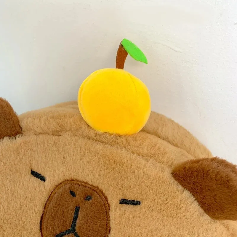 Kawaii New Capybara Plush Backpack For Women Versatile Cartoon Funny Capibala Bag Large Capacity Tote Bag Children's Gift