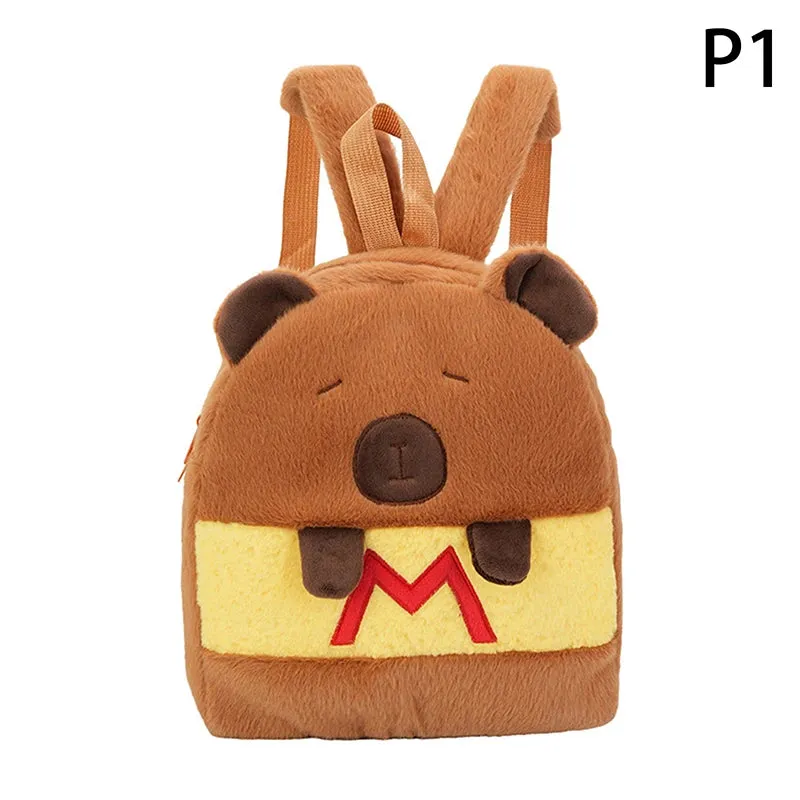 Kawaii New Capybara Plush Backpack For Women Versatile Cartoon Funny Capibala Bag Large Capacity Tote Bag Children's Gift