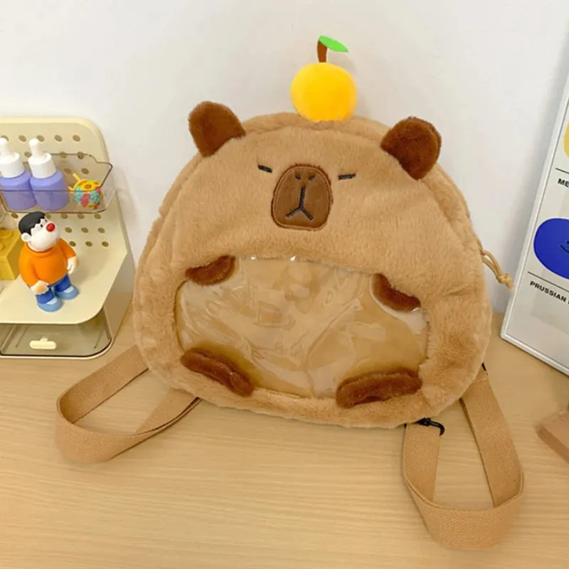 Kawaii New Capybara Plush Backpack For Women Versatile Cartoon Funny Capibala Bag Large Capacity Tote Bag Children's Gift