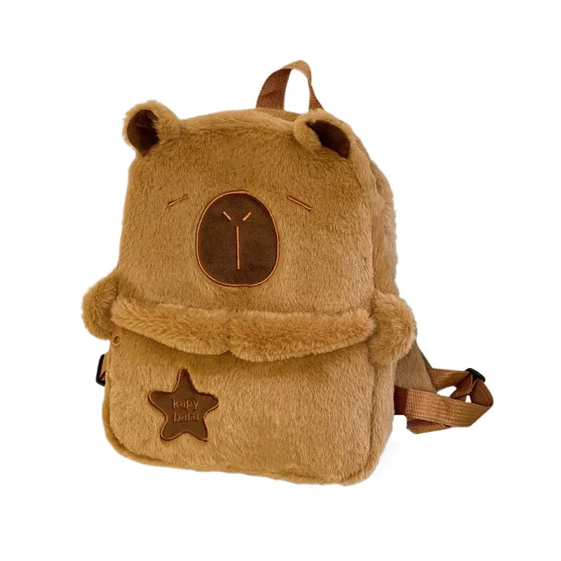 Kawaii New Capybara Plush Backpack For Women Versatile Cartoon Funny Capibala Bag Large Capacity Tote Bag Children's Gift