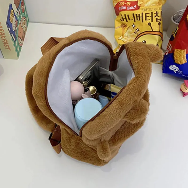 Kawaii New Capybara Plush Backpack For Women Versatile Cartoon Funny Capibala Bag Large Capacity Tote Bag Children's Gift