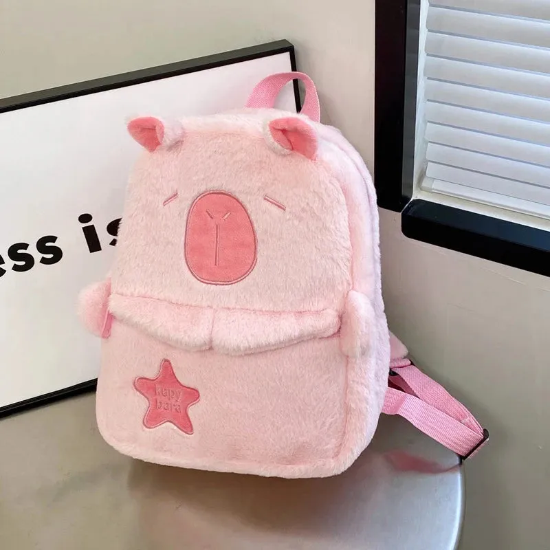 Kawaii New Capybara Plush Backpack For Women Versatile Cartoon Funny Capibala Bag Large Capacity Tote Bag Children's Gift