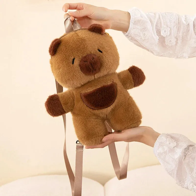 Kawaii New Capybara Plush Backpack For Women Versatile Cartoon Funny Capibala Bag Large Capacity Tote Bag Children's Gift