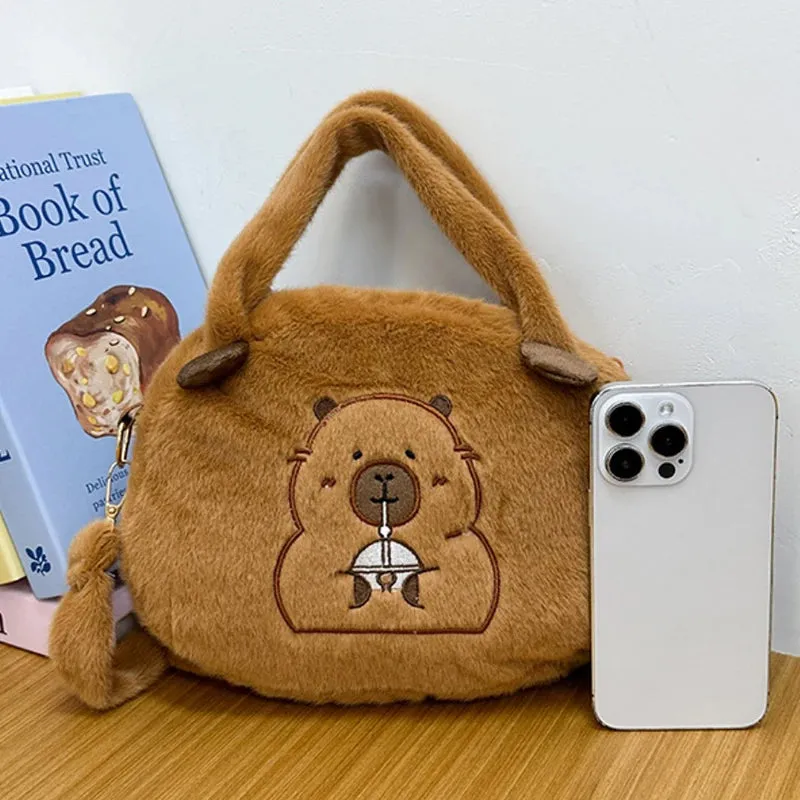 Kawaii New Capybara Plush Backpack For Women Versatile Cartoon Funny Capibala Bag Large Capacity Tote Bag Children's Gift