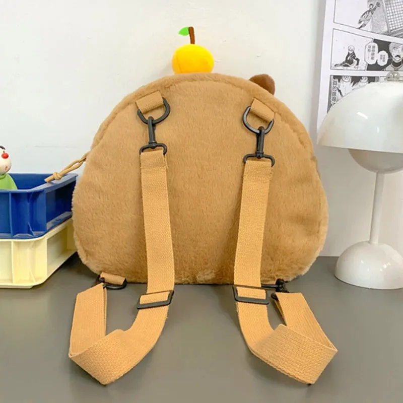 Kawaii New Capybara Plush Backpack For Women Versatile Cartoon Funny Capibala Bag Large Capacity Tote Bag Children's Gift