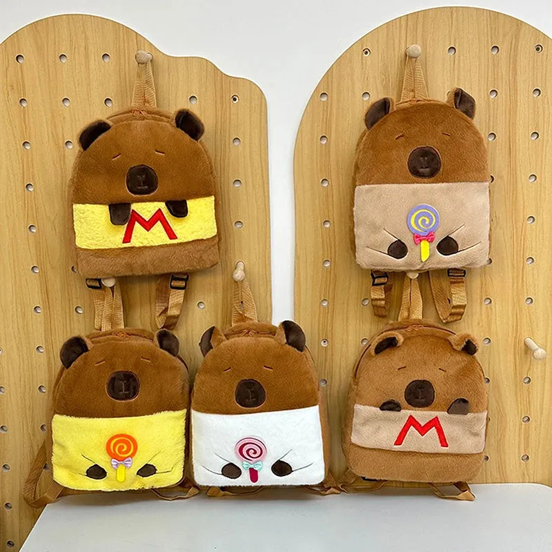 Kawaii New Capybara Plush Backpack For Women Versatile Cartoon Funny Capibala Bag Large Capacity Tote Bag Children's Gift