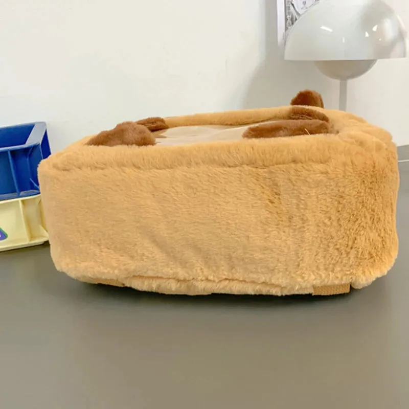 Kawaii New Capybara Plush Backpack For Women Versatile Cartoon Funny Capibala Bag Large Capacity Tote Bag Children's Gift