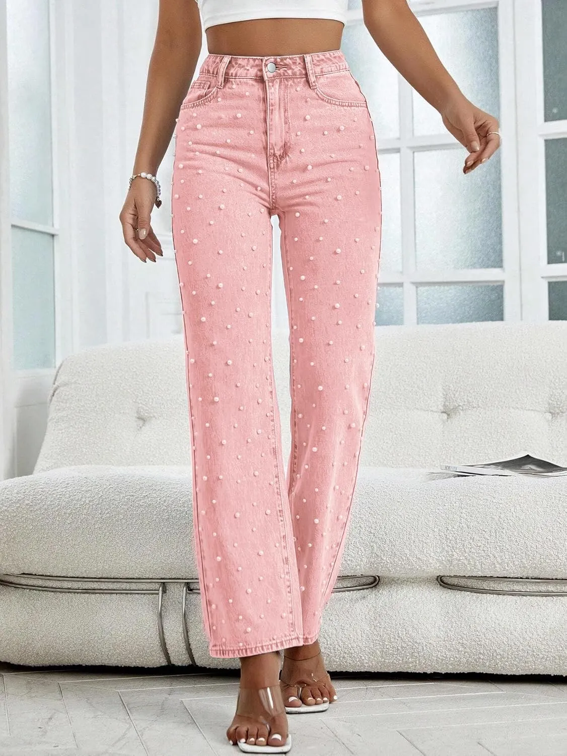 Kedera Women's High Waisted Jeans Boyfriend Baggy Wide Straight Leg Casual Denim Pants Trousers