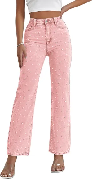 Kedera Women's High Waisted Jeans Boyfriend Baggy Wide Straight Leg Casual Denim Pants Trousers