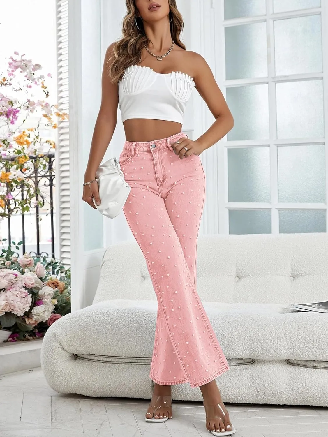 Kedera Women's High Waisted Jeans Boyfriend Baggy Wide Straight Leg Casual Denim Pants Trousers