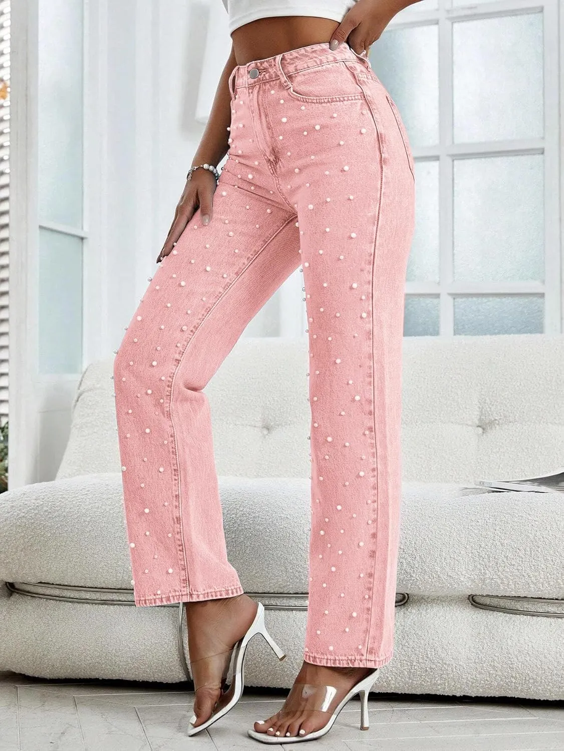 Kedera Women's High Waisted Jeans Boyfriend Baggy Wide Straight Leg Casual Denim Pants Trousers
