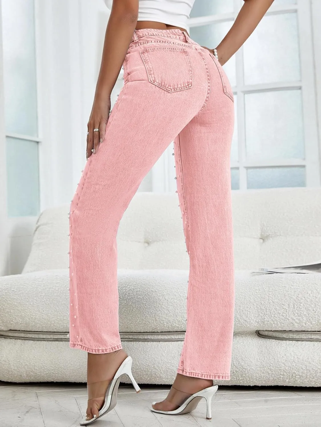 Kedera Women's High Waisted Jeans Boyfriend Baggy Wide Straight Leg Casual Denim Pants Trousers