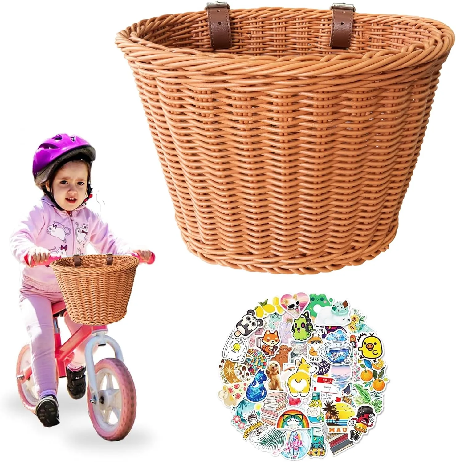 Kid Bike Basket, Girls Bike Basket Front Kids Handlebar, Mini Handlebar Storage Bicycle Basket fits Most Bikes, Beach Cruiser, Stationary Bike, Ebike, Road Bike