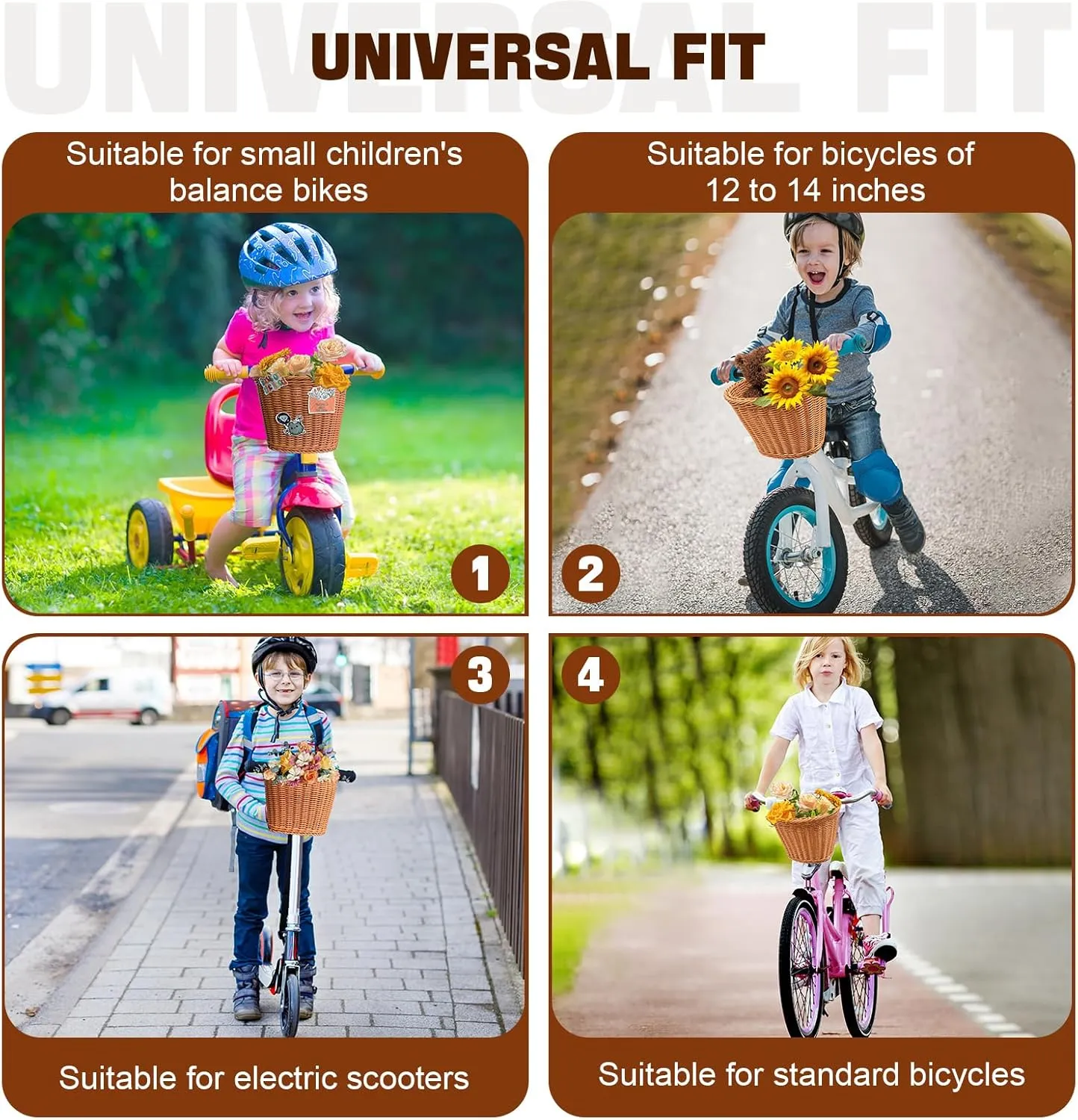 Kid Bike Basket, Girls Bike Basket Front Kids Handlebar, Mini Handlebar Storage Bicycle Basket fits Most Bikes, Beach Cruiser, Stationary Bike, Ebike, Road Bike
