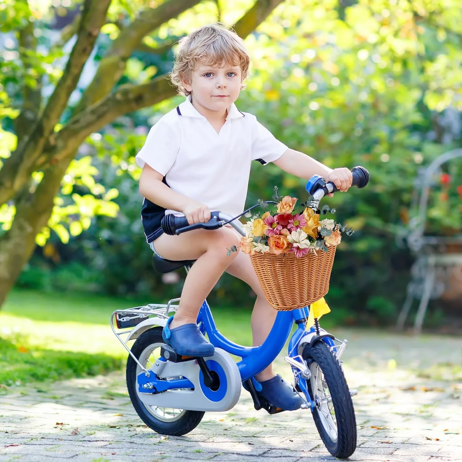Kid Bike Basket, Girls Bike Basket Front Kids Handlebar, Mini Handlebar Storage Bicycle Basket fits Most Bikes, Beach Cruiser, Stationary Bike, Ebike, Road Bike