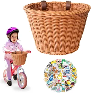 Kid Bike Basket, Girls Bike Basket Front Kids Handlebar, Mini Handlebar Storage Bicycle Basket fits Most Bikes, Beach Cruiser, Stationary Bike, Ebike, Road Bike