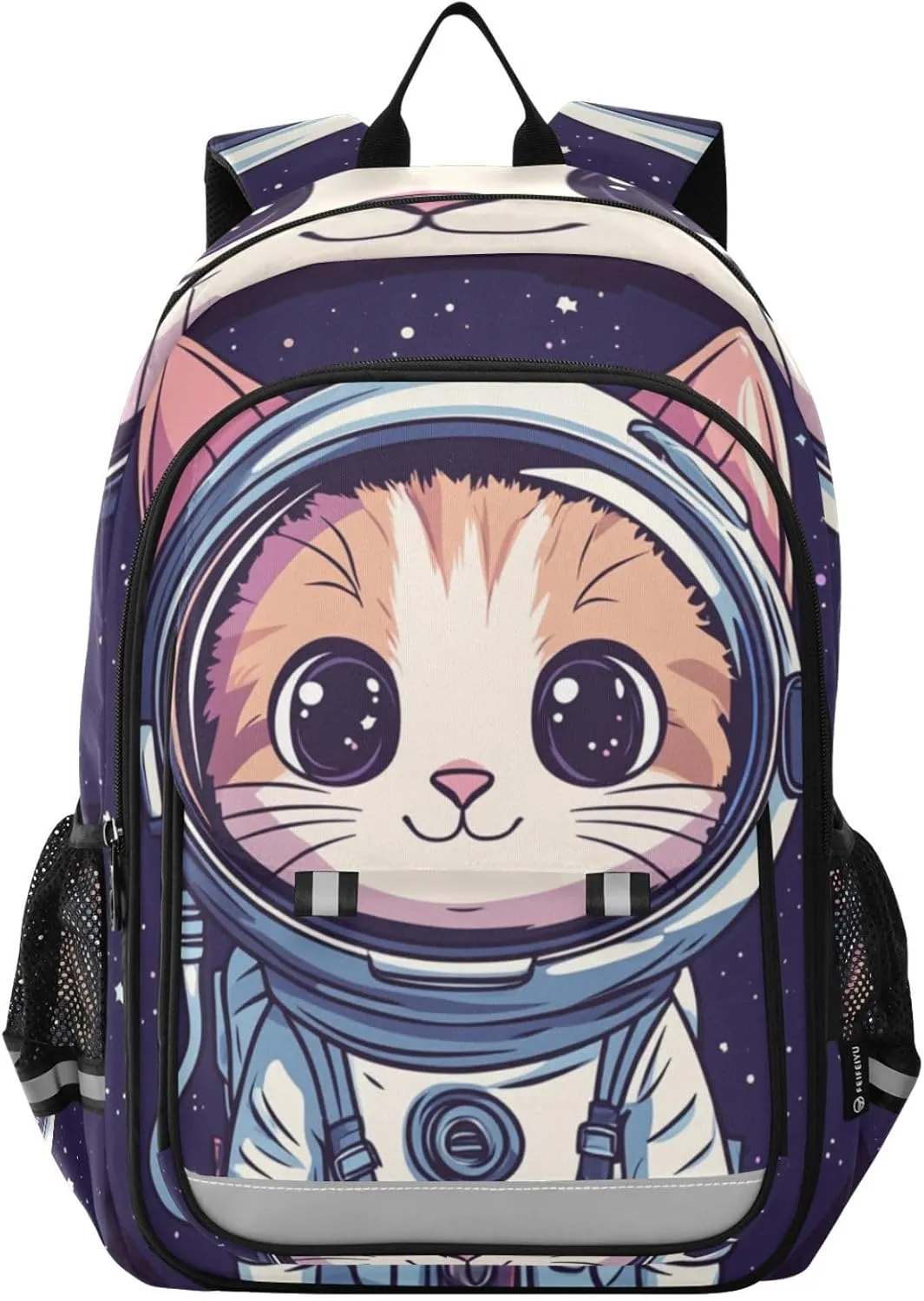 Kids Backpacks for Girls Boys Teens Elementary School Backpack Bookbag for Outdoor Travel Cartoon Cat Astronaut Black