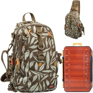 KINGDOM Fishing Tackle Storage Bag With Fishing lure Box, Water-Resistant Fishing Backpack with Rod Holder, Fishing Gear Bag
