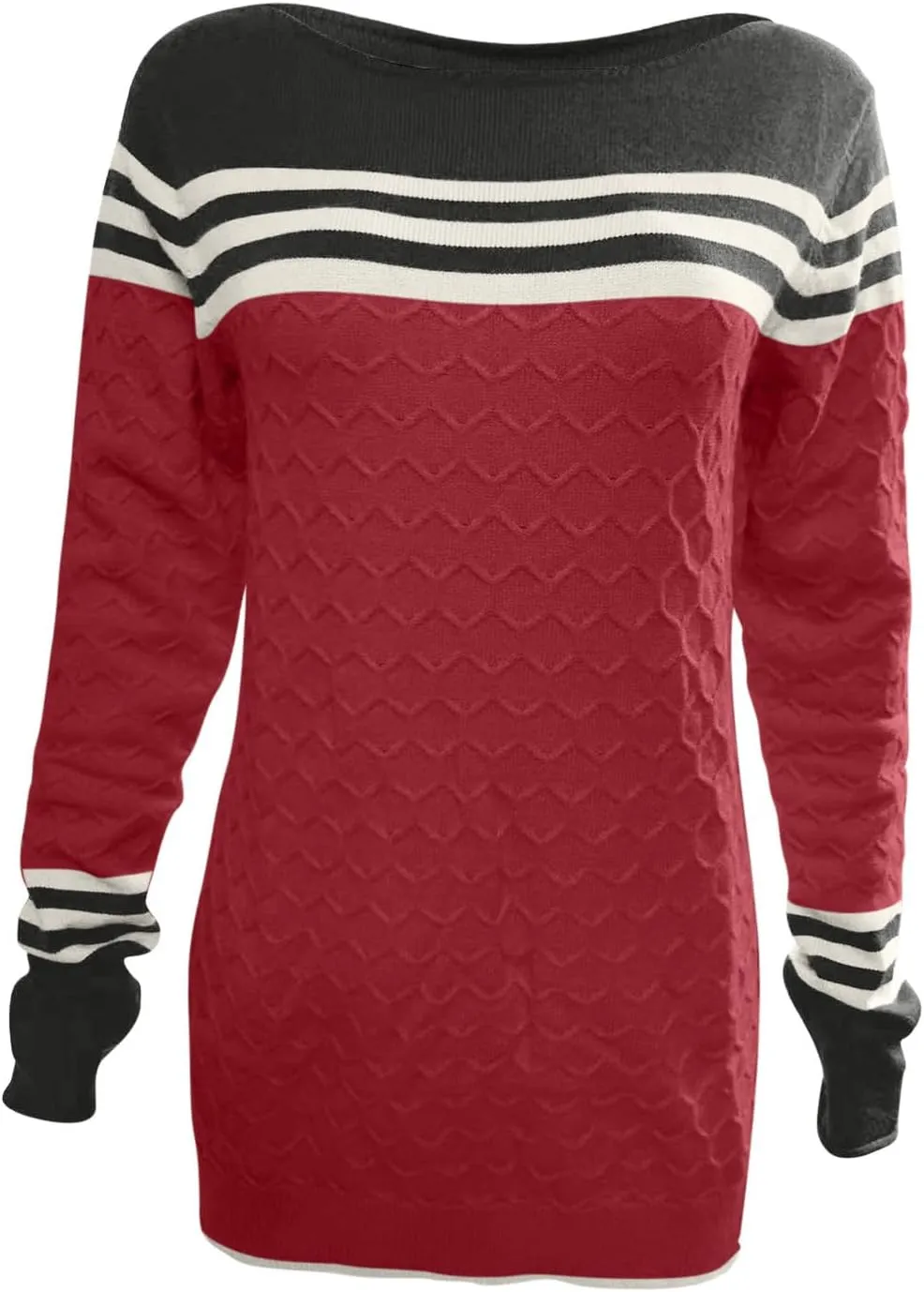 Knit Sweaters for Women Fall Winter Colorblock Pullovers Long Sleeve Crewneck Slim Fit Sweater Tops Trendy 2024