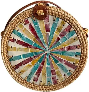 Koolouispoper Rattan Bag Women Round Straw Bags Female Handmade Woven Beach CrossBody Bag Ladies' Circle Bohemia Travel Bag
