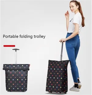 KouRy Shopping Cart Folding Shopping Cart Portable Tug Bag Shopping Trolley Storage Bag Luggage Cart Bag for Groceries, Shopping, Laundry Grocery Cart (Black)