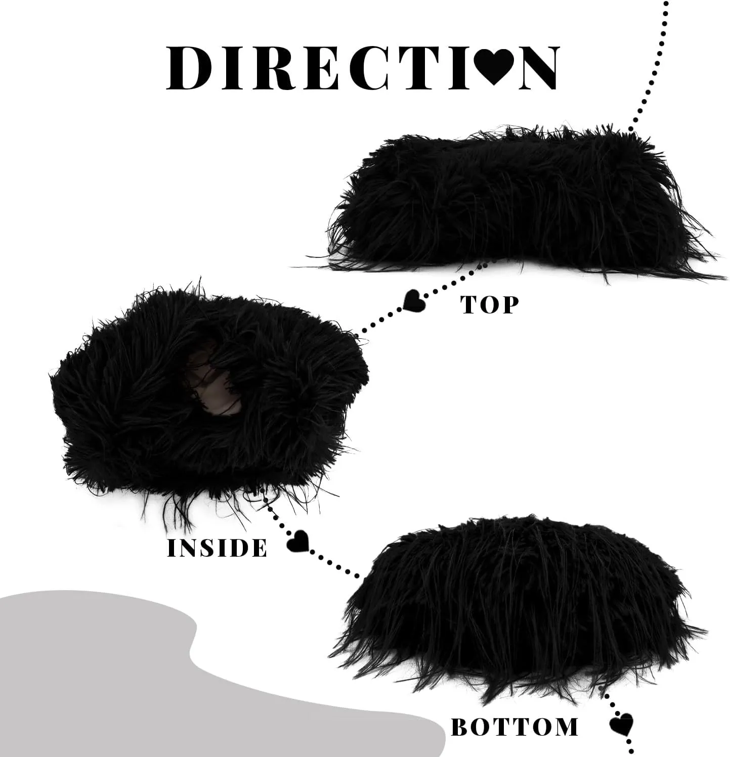 KUANG! Large Tote Bag for Women Faux fur Fuzzy Heart Shaped Purse Soft Shoulder Bag Fluffy Plush Trendy Girls Handbag