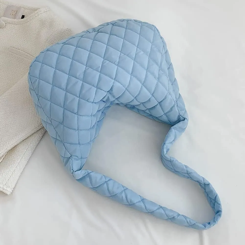Ladies Hobo Bag Lightweight Girl Large Bag Solid Color Fashion Shopping Bag Soft Quilted for Women Vacation Travel