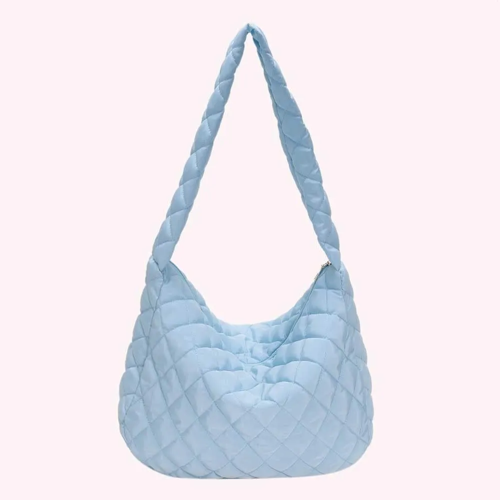 Ladies Hobo Bag Lightweight Girl Large Bag Solid Color Fashion Shopping Bag Soft Quilted for Women Vacation Travel