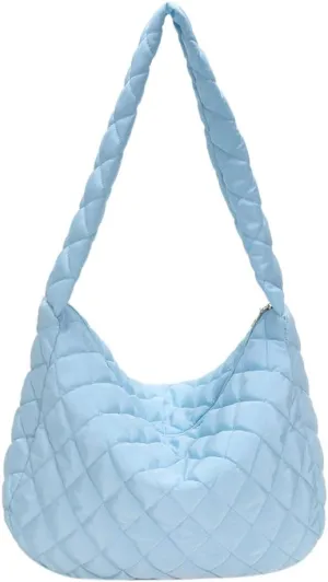 Ladies Hobo Bag Lightweight Girl Large Bag Solid Color Fashion Shopping Bag Soft Quilted for Women Vacation Travel