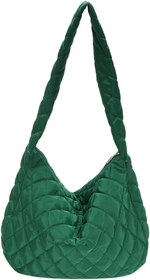 Ladies Hobo Bag Lightweight Girl Large Bag Solid Color Fashion Shopping Bag Soft Quilted for Women Vacation Travel