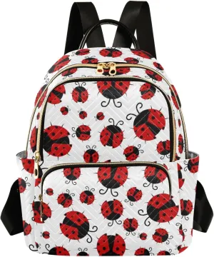 Ladybug Seamless Pattern Abstract Texture Mini Backpack for Women, Travel Backpack Purse Daypack Shoulder Bag for Ladies