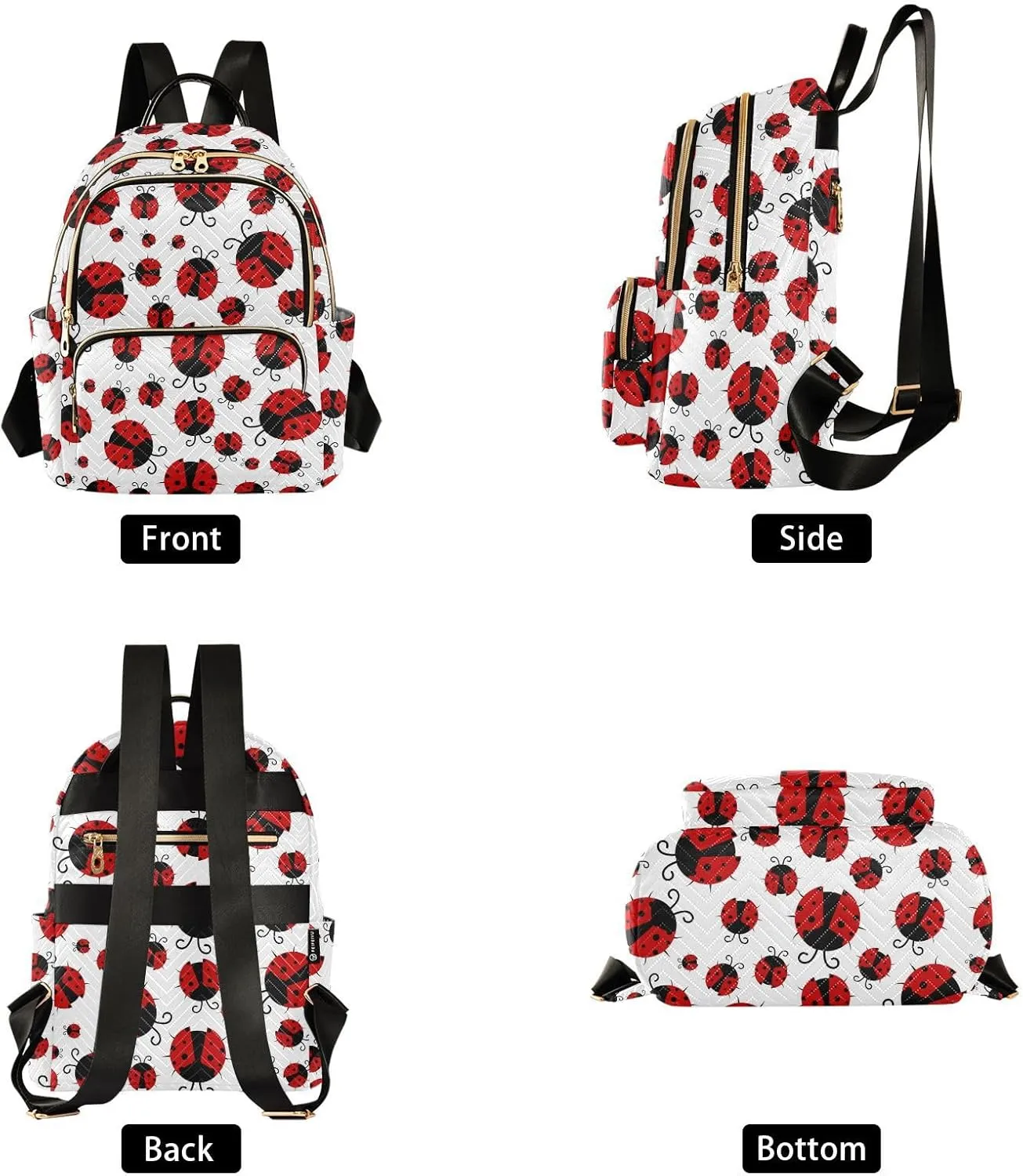 Ladybug Seamless Pattern Abstract Texture Mini Backpack for Women, Travel Backpack Purse Daypack Shoulder Bag for Ladies