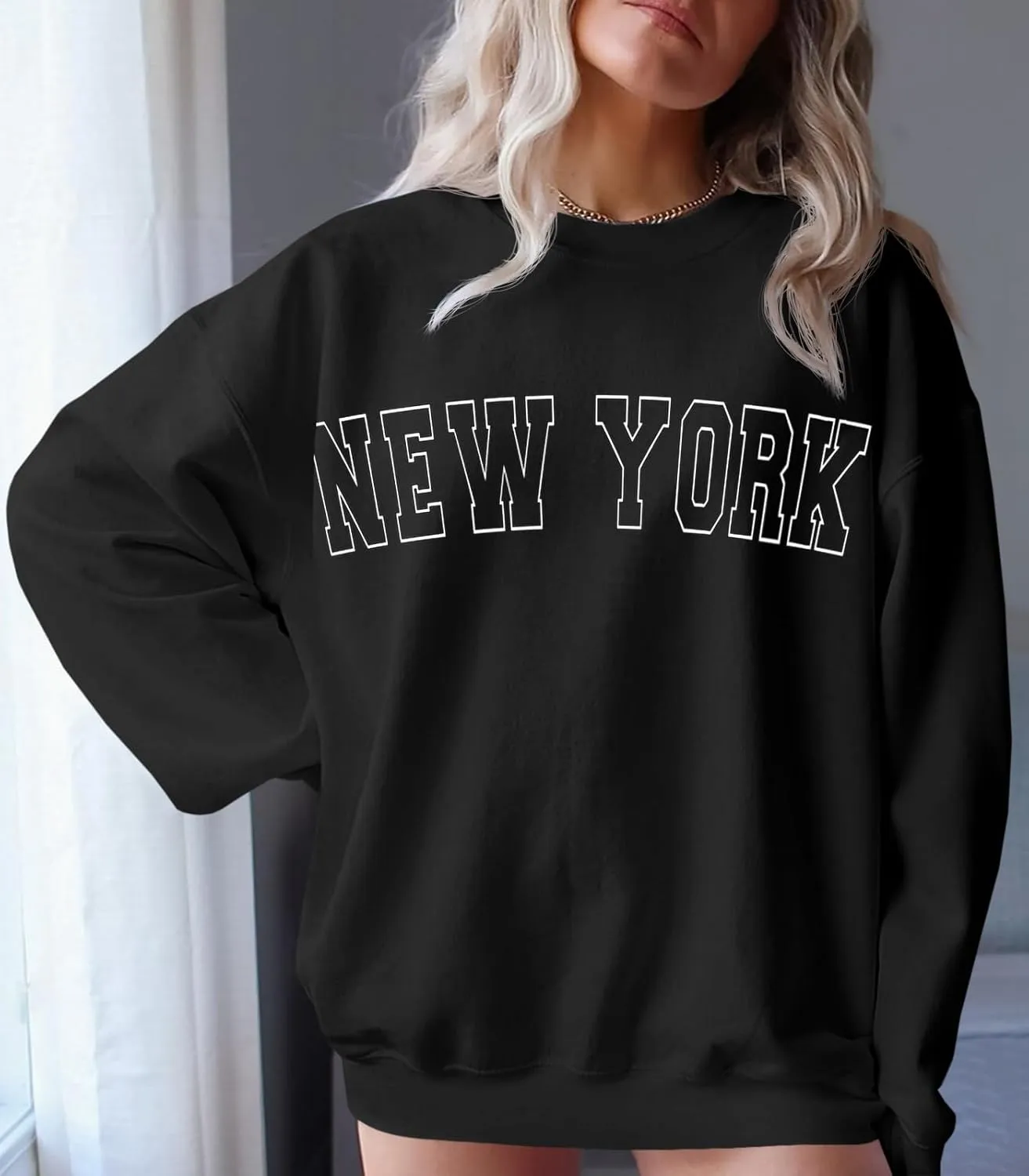 Langwyqu Women's Oversized Sweatshirt Los Angeles California Crewneck Long Sleeve Casual Loose Pullover Tops