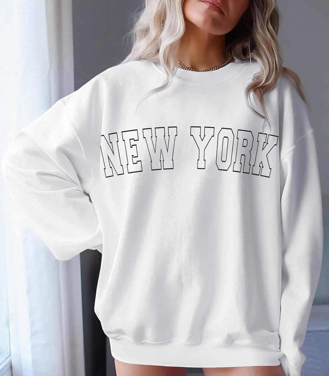 Langwyqu Women's Oversized Sweatshirt Los Angeles California Crewneck Long Sleeve Casual Loose Pullover Tops