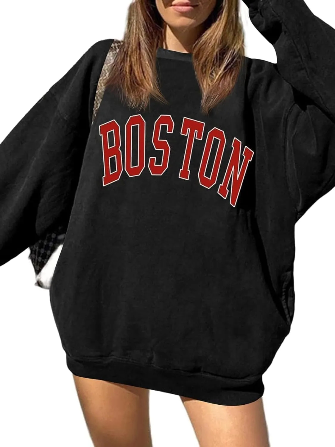 Langwyqu Women's Oversized Sweatshirt Los Angeles California Crewneck Long Sleeve Casual Loose Pullover Tops