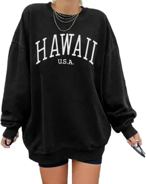 Langwyqu Women's Oversized Sweatshirt Los Angeles California Crewneck Long Sleeve Casual Loose Pullover Tops
