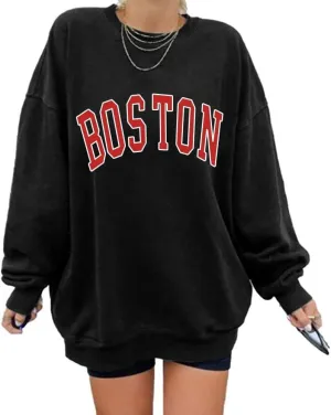 Langwyqu Women's Oversized Sweatshirt Los Angeles California Crewneck Long Sleeve Casual Loose Pullover Tops
