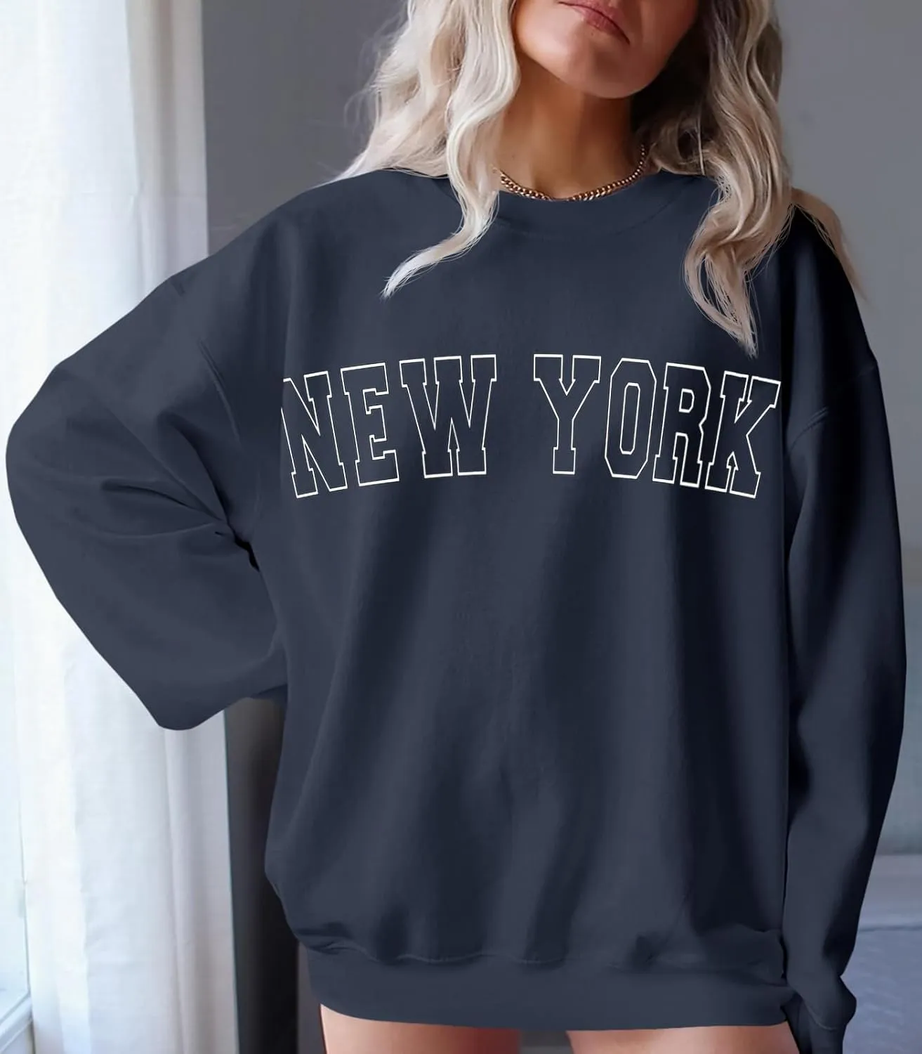 Langwyqu Women's Oversized Sweatshirt Los Angeles California Crewneck Long Sleeve Casual Loose Pullover Tops
