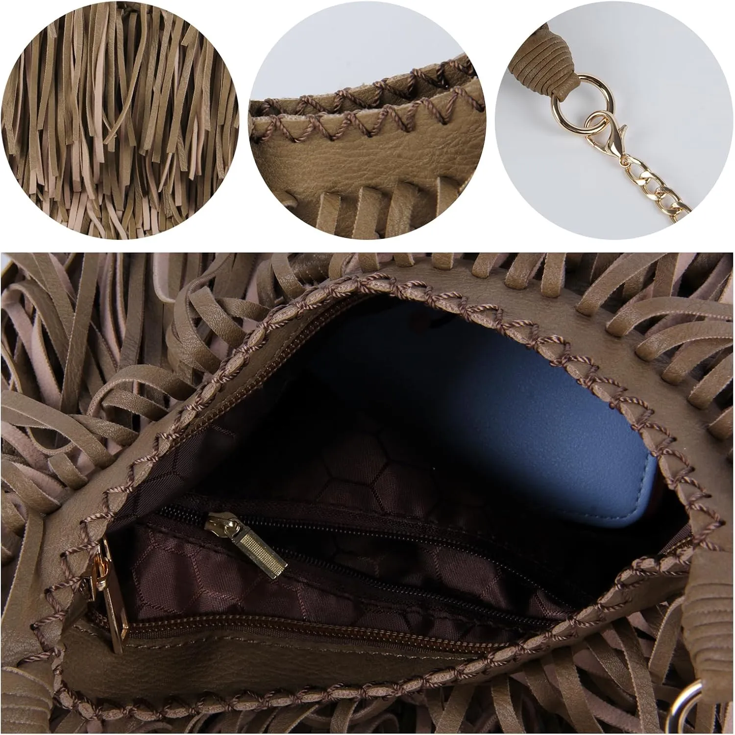 Lanpet Women Fringe Tassel Cross Body Bag Leisure Shoulder Bag