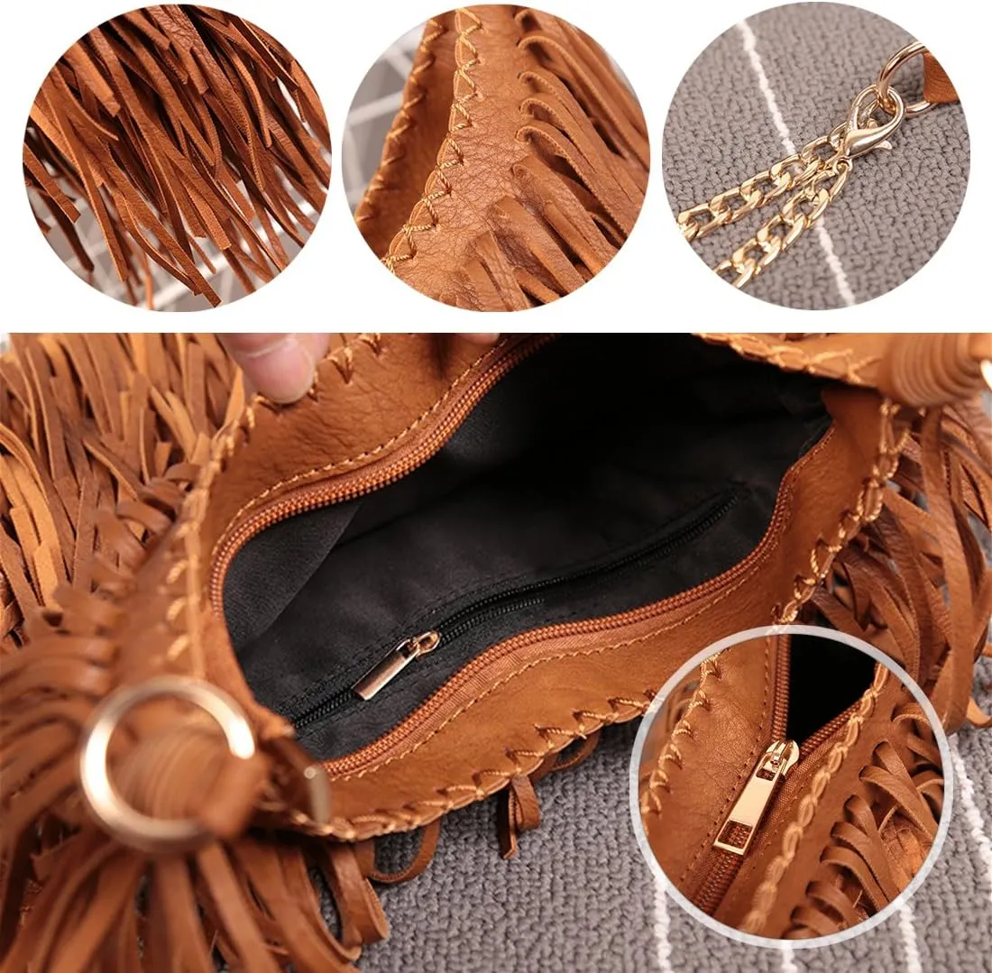 Lanpet Women Fringe Tassel Cross Body Bag Leisure Shoulder Bag