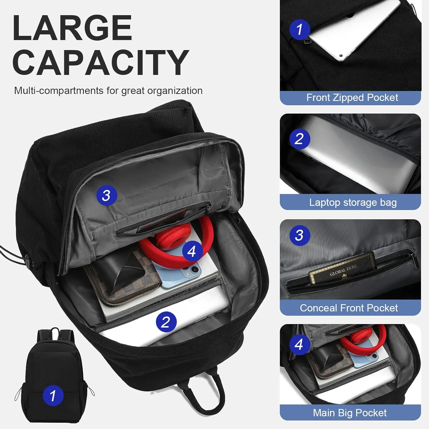Laptop Backpack for College, Travel,Work,Lightweight Daily Backpacks for Men Women, Computer Bag Fits 15.6 Inch Notebook
