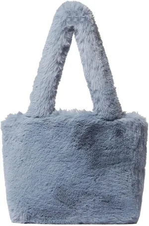 Large Capacity Shoulder Tote Purse Wallet for Autumn and Winter Plush Faux Fur Top Handle Handbag for Women