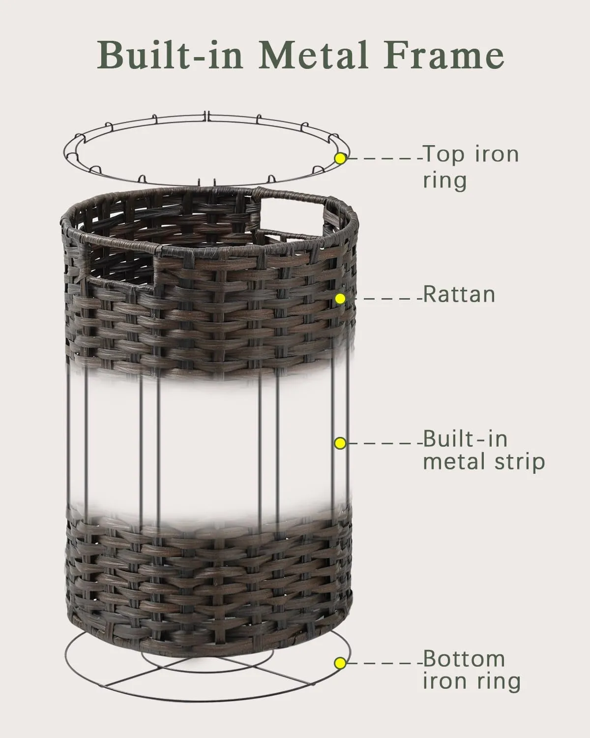 Large Laundry Hamper Laundry Basket Round 34.3 Gal (130 L) Handwoven Wicker Laundry Baskets Rattan Laundry Basket with Removable Bag Handles 2 Mesh Bags for Living Room Bedroom Brown